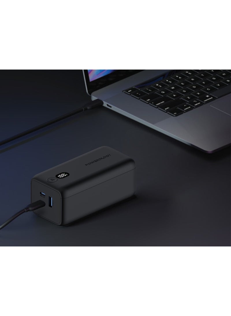 باورولوجي بنك طاقة Onyx بسعة 20000mAh بقوة 65W، شاحن فائق السرعة PD للكمبيوتر المحمول، إخراج بثلاث منافذ (2xUSB-C، 1xUSB-A)، شاشة LED، للكمبيوترات المحمولة، الأجهزة اللوحية، والهواتف الذكية، باللون الأسود - Image 2